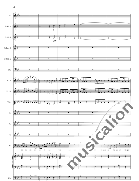 Bühler, Franz
: Mass No. IV: Agnus Dei - Solo>sop/alto/Ten/bajo+Coro>SATB+[Fl+Clar2]+Trp2+Tp+Org+[Vl2+Vla+Cb]:2