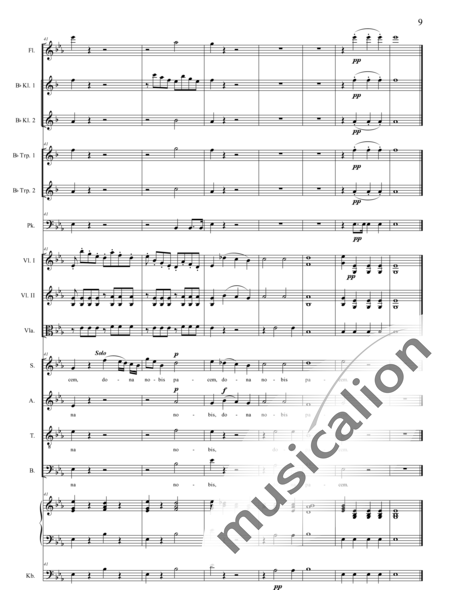 Bühler, Franz
: Mass No. IV: Agnus Dei - Solo>sop/alto/Ten/bajo+Coro>SATB+[Fl+Clar2]+Trp2+Tp+Org+[Vl2+Vla+Cb]:9
