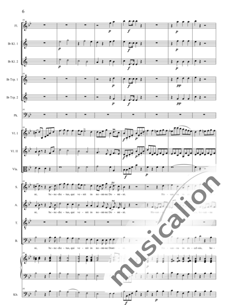 Bühler, Franz
: Mass No. IV: Benedictus - Solo>sop/alto/Ten/bajo+Coro>SATB+[Fl+Clar2]+Trp2+Tp+Org+[Vl2+Vla+Cb]:6