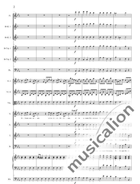 Bühler, Franz: Messe Nr. IV: Credo - Solo>Sop/Alt/Ten/Bass+Chor>SATB+[Fl+KlarB2]+TrpB2+Pk+Org+[Vl2+Vla+Kb]:2