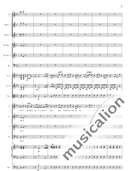 Bühler, Franz: Messe Nr. IV: Credo - Solo>Sop/Alt/Ten/Bass+Chor>SATB+[Fl+KlarB2]+TrpB2+Pk+Org+[Vl2+Vla+Kb]:5