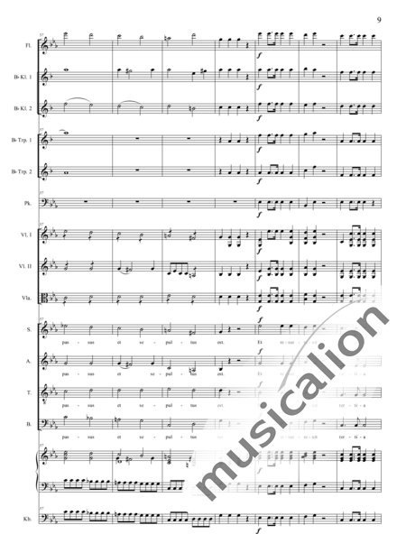 Bühler, Franz: Messe Nr. IV: Credo - Solo>Sop/Alt/Ten/Bass+Chor>SATB+[Fl+KlarB2]+TrpB2+Pk+Org+[Vl2+Vla+Kb]:9