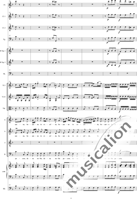 Bühler, Franz: Missa Nr. VI: Benedictus - Solo>Sop/Alt/Bass+Chor>SATB+[Fl+KlarB2+Fg]+TrpB2+Pk+Org+[Vl2+Vla+Kb]:5