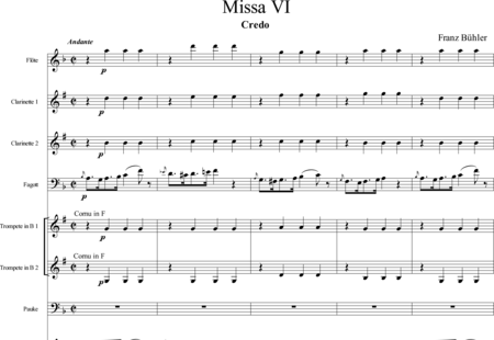 Bühler, Franz
: Missa No. VI: Credo - Solo>sop+Coro>SATB+[Fl+Clar2+Fg]+Trp2+Tp+Org+[Vl2+Vla+Cb]:0