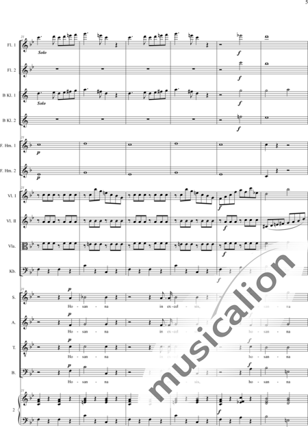 Bühler, Franz: Missa III: Benedictus - Chor>SATB+Flöte+Klarinette B+[Fl+KlarB]+HnF2+Org+[Vl2+Vla+Kb]:5