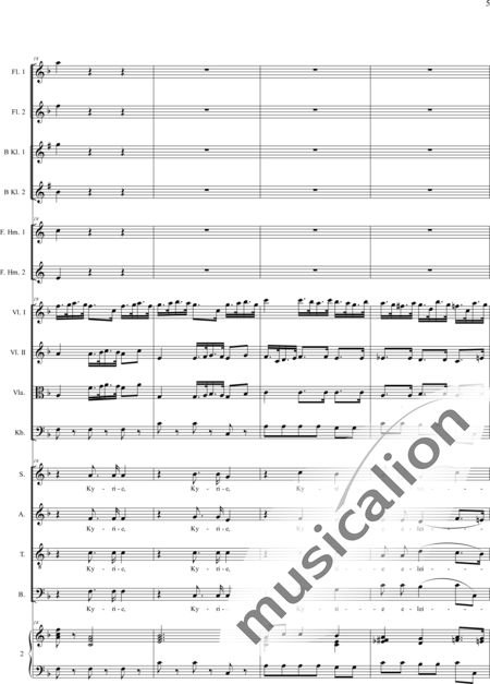 Bühler, Franz: Missa III: Kyrie - Solo>Sop/Alt+Chor>SATB+[Fl2+KlarB2]+HnF2+Org+[Vl2+Vla+Kb]:5
