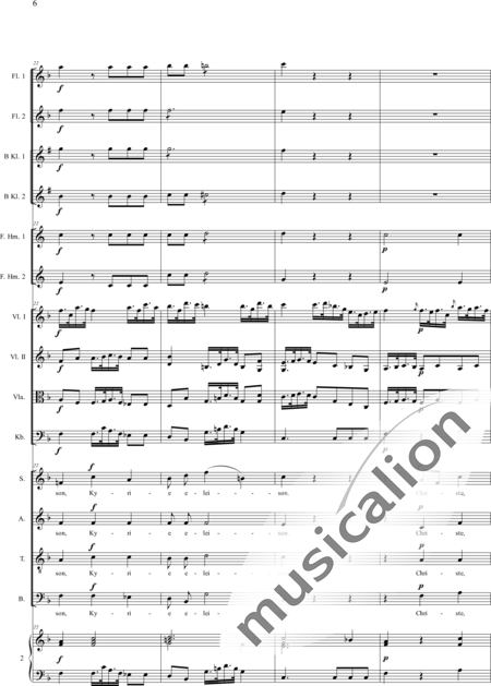 Bühler, Franz: Missa III: Kyrie - Solo>Sop/Alt+Chor>SATB+[Fl2+KlarB2]+HnF2+Org+[Vl2+Vla+Kb]:6