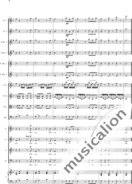 Bühler, Franz: Missa III: Kyrie - Solo>Sop/Alt+Chor>SATB+[Fl2+KlarB2]+HnF2+Org+[Vl2+Vla+Kb]:8