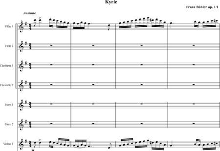 Bühler, Franz: Missa: Kyrie - Solo>sop/alt+Choir>SATB+[Fl2+Cl2]+Hn2+Orgwp+[Vln2+Vla]:0