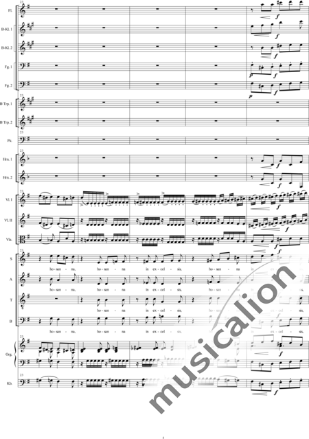 Bühler, Franz: Missa Pastoritia: Benedictus - Solo>Sop/Alt/Ten/Bass+Chor>SATB+[Fl+KlarB2+Fg2]+[Hn2+TrpB2]+Pk+Org+[Vl2+Vla+Kb]:5
