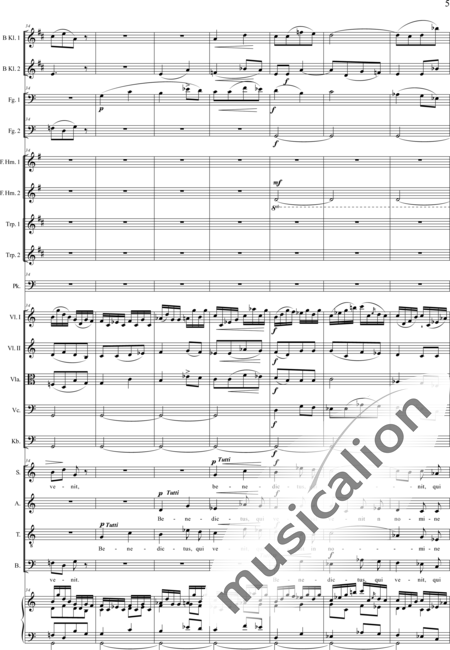 Brosig, Moritz
: Dritte Messe: Benedictus - Solo>sop/alto/Ten/bajo+Coro>SATB+Clarinete  2+Corno +Fg2+[Cr+Trp2]+Tp+Org+[Vl2+Vla+Vc+Cb]:5