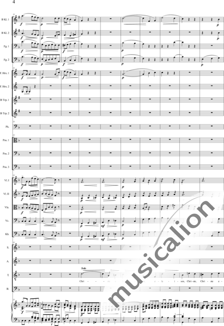 Brosig, Moritz: Fest-Messe: Kyrie - Solo>Sop/Alt/Ten+Chor>SATB+Horn F 2+[KlarB2+Fg2]+[Pos3+TrpB2]+Pk+Org+[Vl2+Vla+Vc+Kb]:4