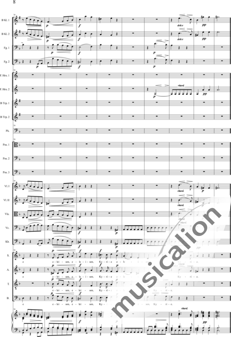 Brosig, Moritz: Fest-Messe: Kyrie - Solo>Sop/Alt/Ten+Chor>SATB+Horn F 2+[KlarB2+Fg2]+[Pos3+TrpB2]+Pk+Org+[Vl2+Vla+Vc+Kb]:8