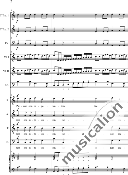Dedler, Rochus: Missa Solennis: Credo - Chor>SATB+TrpC2+Pk+Org+[Vl2+Kb]:2