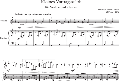 Heim - Brem, Mathilde: Kleines Vortragsstück - Violine+Klavier:0