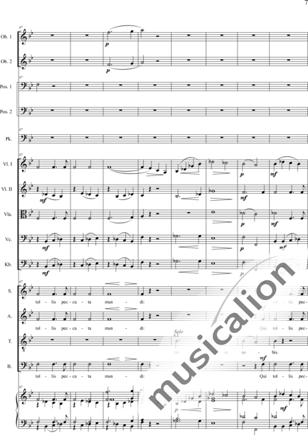 Brosig, Moritz
: Mass No. 6: Gloria - Solo>alto/Ten/bajo+Coro>SATB+Violoncello+Ob2+Trb2+Tp+Org+[Vl2+Vla+Cb]:7