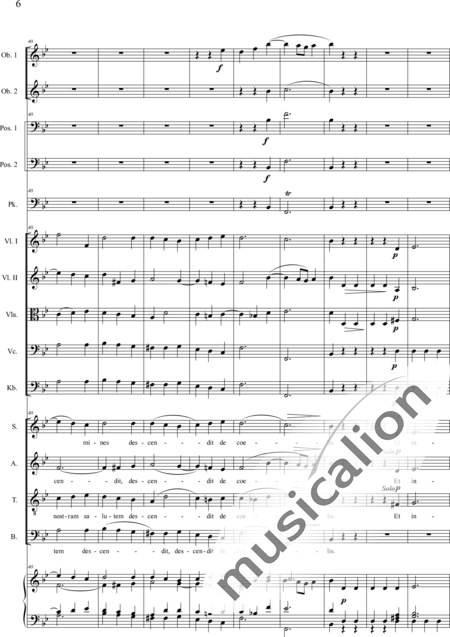 Brosig, Moritz: Messe Nr. 6: Credo - Solo>Sop/Alt/Ten+Chor>SATB+Ob2+Pos2+Pk+Org+[Vl2+Vla+Vc+Kb]:6