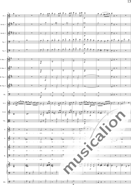Bühler, Franz: Missa solemnis: Agnus Dei - Chor>SATB+[Fl+KlarB2+Fg2]+[HnF2+TrpB2]+Pk+Org+[Vl2+Vla+Kb]:13