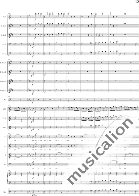 Bühler, Franz: Missa solemnis: Agnus Dei - Chor>SATB+[Fl+KlarB2+Fg2]+[HnF2+TrpB2]+Pk+Org+[Vl2+Vla+Kb]:15