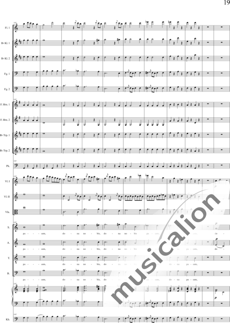 Bühler, Franz: Missa solemnis: Agnus Dei - Chor>SATB+[Fl+KlarB2+Fg2]+[HnF2+TrpB2]+Pk+Org+[Vl2+Vla+Kb]:19