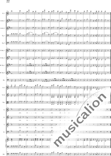 Bühler, Franz: Missa solemnis: Agnus Dei - Chor>SATB+[Fl+KlarB2+Fg2]+[HnF2+TrpB2]+Pk+Org+[Vl2+Vla+Kb]:22