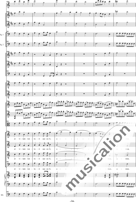 Bühler, Franz: Missa solemnis: Credo - Solo>Sop/Alt/Ten/Bass+Chor>SATB+Flöte+Klarinette B+Fagott+[KlarB+Fg]+[Hn2+TrpB2]+Pk+Org+[Vl2+Vla+Kb]:24