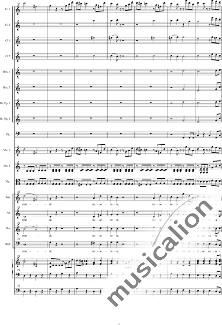 Bühler, Franz
: Orgelsolomesse: Agnus Dei - Coro>SATB+[Fl2+Clar2]+[Cr2+Trp2]+Tp+Org+[Vl2+Vla+Cb]:5