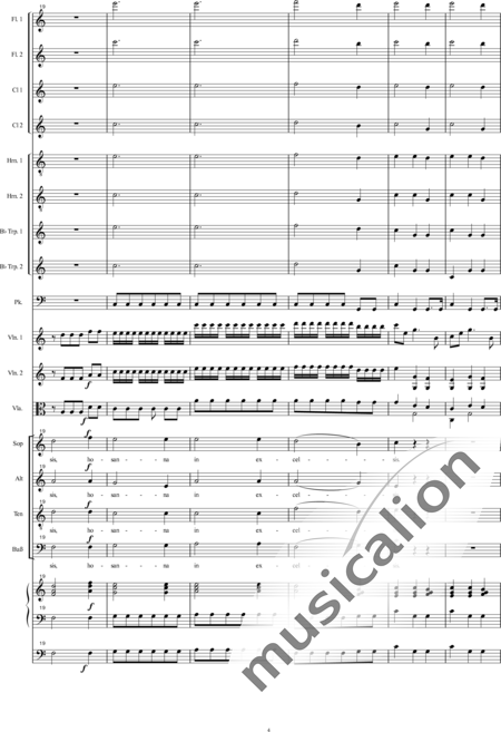 Bühler, Franz
: Orgelsolomesse: Sanctus - Coro>SATB+[Fl2+Clar2]+[Cr2+Trp2]+Tp+Org+[Vl2+Vla+Cb]:4