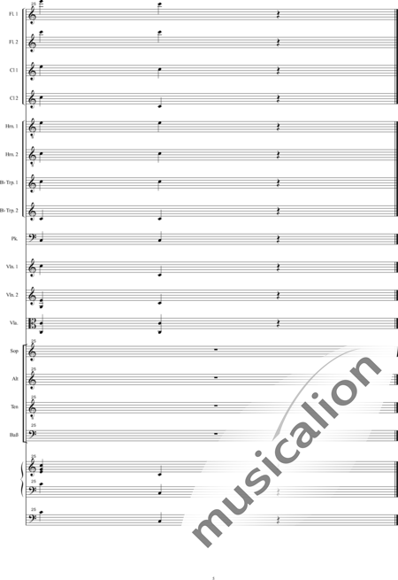 Bühler, Franz
: Orgelsolomesse: Sanctus - Coro>SATB+[Fl2+Clar2]+[Cr2+Trp2]+Tp+Org+[Vl2+Vla+Cb]:5