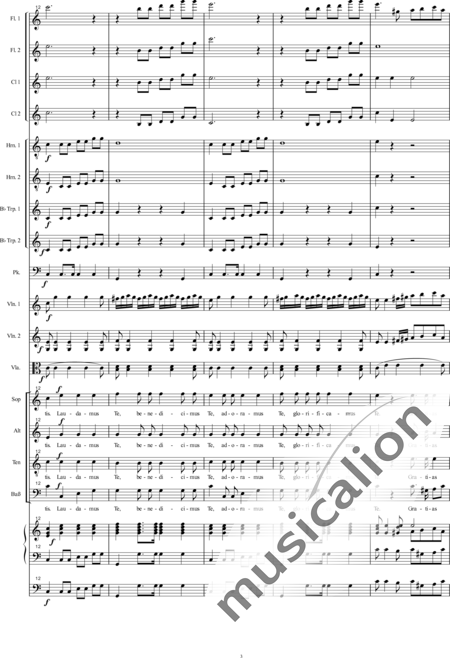Bühler, Franz: Orgelsolomesse: Gloria - Chor>SATB+[Fl2+Klar2]+[Hn2+TrpB2]+Pk+Org+[Vl2+Vla+Kb]:3