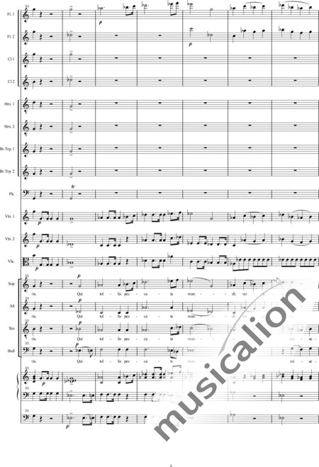 Bühler, Franz: Orgelsolomesse: Gloria - Chor>SATB+[Fl2+Klar2]+[Hn2+TrpB2]+Pk+Org+[Vl2+Vla+Kb]:8