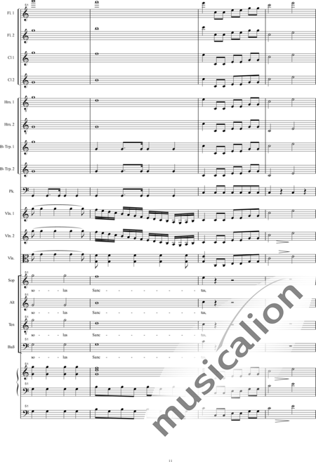 Bühler, Franz: Orgelsolomesse: Gloria - Chor>SATB+[Fl2+Klar2]+[Hn2+TrpB2]+Pk+Org+[Vl2+Vla+Kb]:11