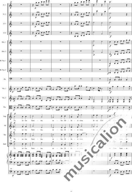 Bühler, Franz: Orgelsolomesse: Gloria - Chor>SATB+[Fl2+Klar2]+[Hn2+TrpB2]+Pk+Org+[Vl2+Vla+Kb]:12
