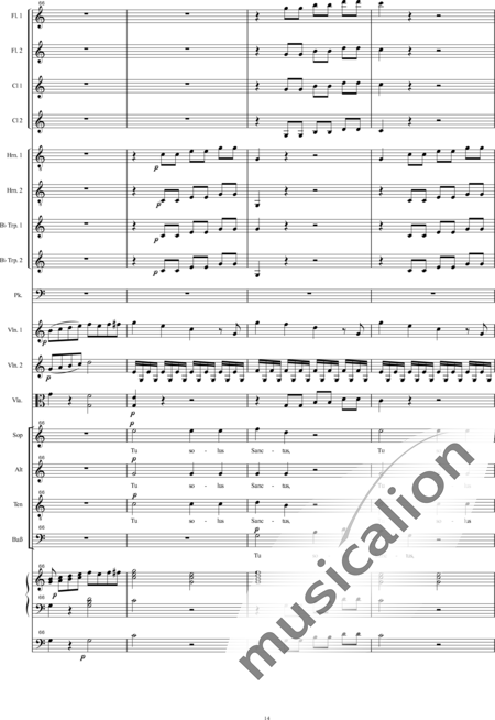 Bühler, Franz: Orgelsolomesse: Gloria - Chor>SATB+[Fl2+Klar2]+[Hn2+TrpB2]+Pk+Org+[Vl2+Vla+Kb]:14