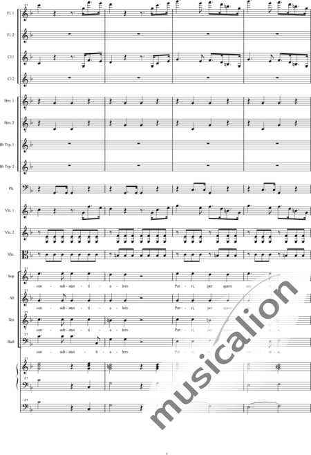 Bühler, Franz: Orgelsolomesse: Credo - Chor>SATB+[Fl2+Klar2]+[Hn2+Trp2]+Pk+Org+[Vl2+Vla+Kb]:5