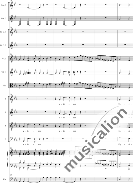 Brosig, Moritz: Missa in C: Kyrie - Chor>SATB+HnC2+Org+[Vl2+Vla+Kb]:5