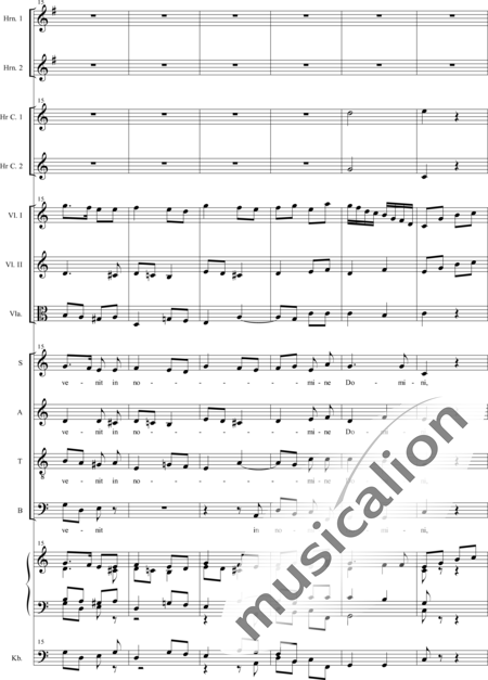 Brosig, Moritz: Missa in C: Benedictus - Chor>SATB+HnC2+Org+[Vl2+Vla+Kb]:5