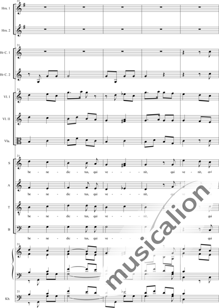 Brosig, Moritz: Missa in C: Benedictus - Chor>SATB+HnC2+Org+[Vl2+Vla+Kb]:6