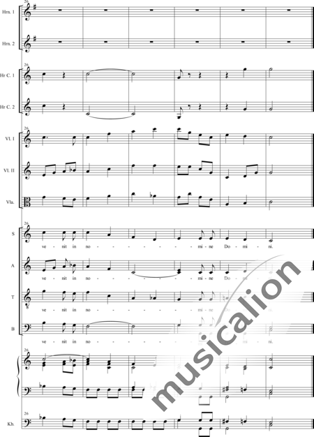 Brosig, Moritz: Missa in C: Benedictus - Chor>SATB+HnC2+Org+[Vl2+Vla+Kb]:7