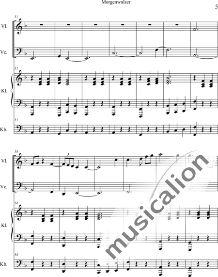 Weidner, Herb: Morgenwalzer - Violine+Kl+[Vc+Kb]:5