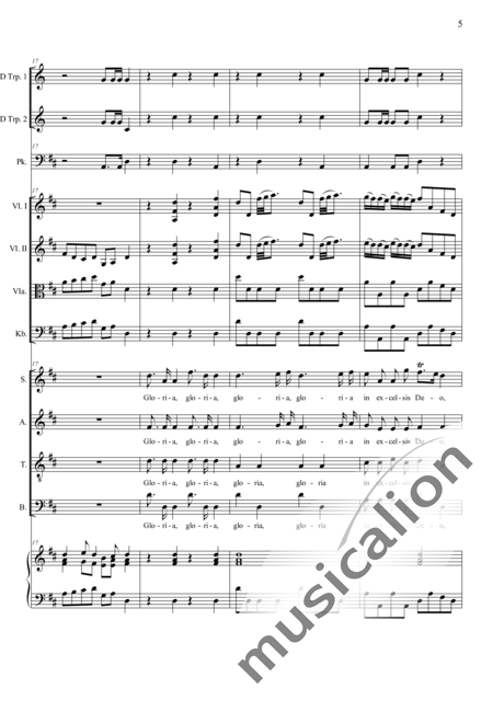 Camerloher, Placidus von
: Missa Solemnis in D: Gloria - Coro>SATB+Trp2+Tp+Org+[Vl2+Vla+Cb]:5