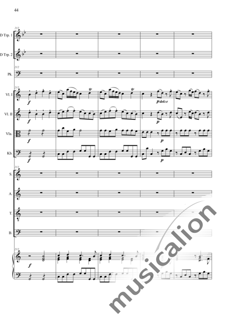Camerloher, Placidus von
: Missa Solemnis in D: Gloria - Coro>SATB+Trp2+Tp+Org+[Vl2+Vla+Cb]:44
