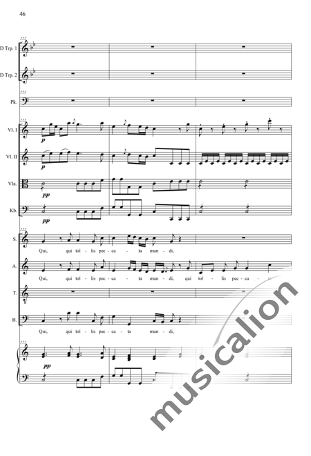 Camerloher, Placidus von
: Missa Solemnis in D: Gloria - Coro>SATB+Trp2+Tp+Org+[Vl2+Vla+Cb]:46