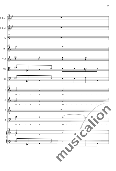 Camerloher, Placidus von
: Missa Solemnis in D: Gloria - Coro>SATB+Trp2+Tp+Org+[Vl2+Vla+Cb]:49