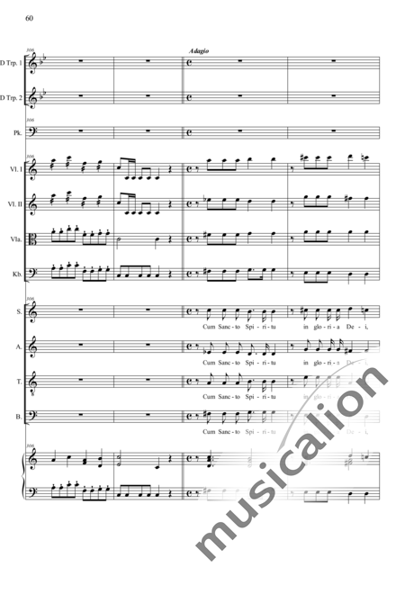 Camerloher, Placidus von
: Missa Solemnis in D: Gloria - Coro>SATB+Trp2+Tp+Org+[Vl2+Vla+Cb]:60