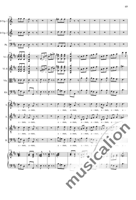 Camerloher, Placidus von
: Missa Solemnis in D: Gloria - Coro>SATB+Trp2+Tp+Org+[Vl2+Vla+Cb]:69