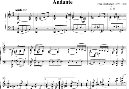 Schubert, Franz (Peter): Andante in C - Klavier:0