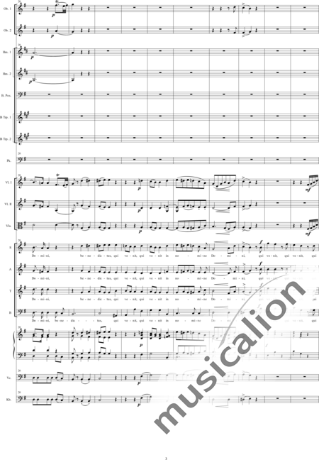 Drobisch, Carl Ludwig: Missa - in D: Benedictus - Solo>sop/alt/ten/bass+Choir>SATB+Ob2+[Tbn+HnF2+Tpt2]+Tmp+Org+[Vln2+Vla+Vlc+Db]:3