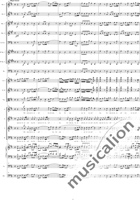 Drobisch, Carl Ludwig: Missa - in D: Benedictus - Solo>sop/alt/ten/bass+Choir>SATB+Ob2+[Tbn+HnF2+Tpt2]+Tmp+Org+[Vln2+Vla+Vlc+Db]:5