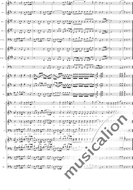 Drobisch, Carl Ludwig: Missa - in D: Benedictus - Solo>sop/alt/ten/bass+Choir>SATB+Ob2+[Tbn+HnF2+Tpt2]+Tmp+Org+[Vln2+Vla+Vlc+Db]:6